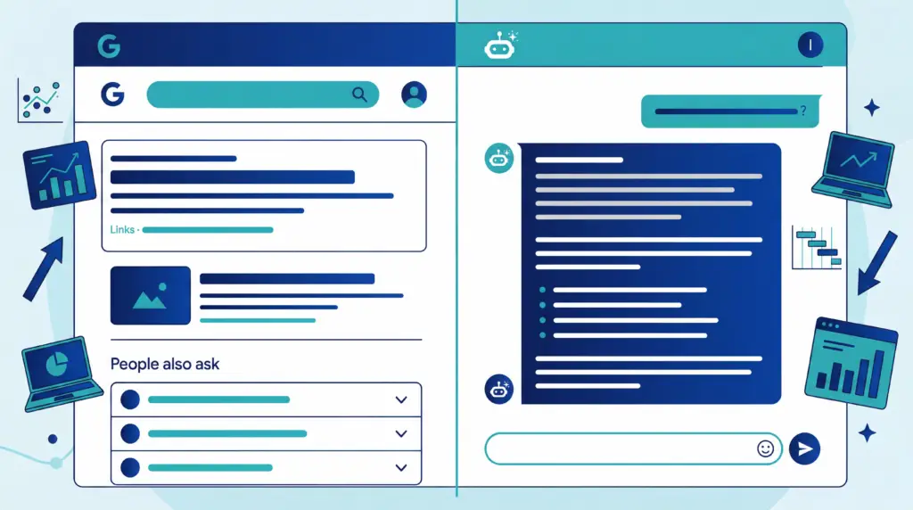 Split-screen comparison graphic